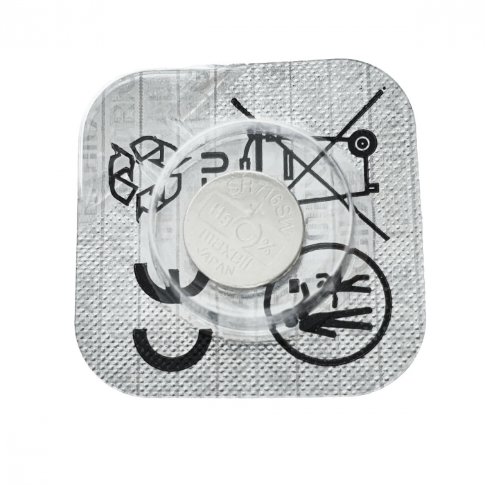 Baterie de ceas tip buton, Maxell SR716SW 315, 1.55V, 7.9mm diametru x 1.68mm inaltime, capacitate 22-23 mAh, oxid de argint, in blister o bucata [2]