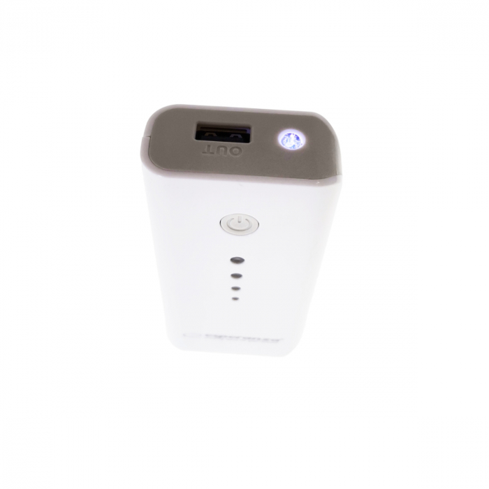 Baterie externa, Esperanza Electron EMP104WE, 5200mAh, lanterna integrata, port-uri 1 x USB Tip A si 1 x MicroUSB DC, cablu alimentare inclus, alb cu gri [3]