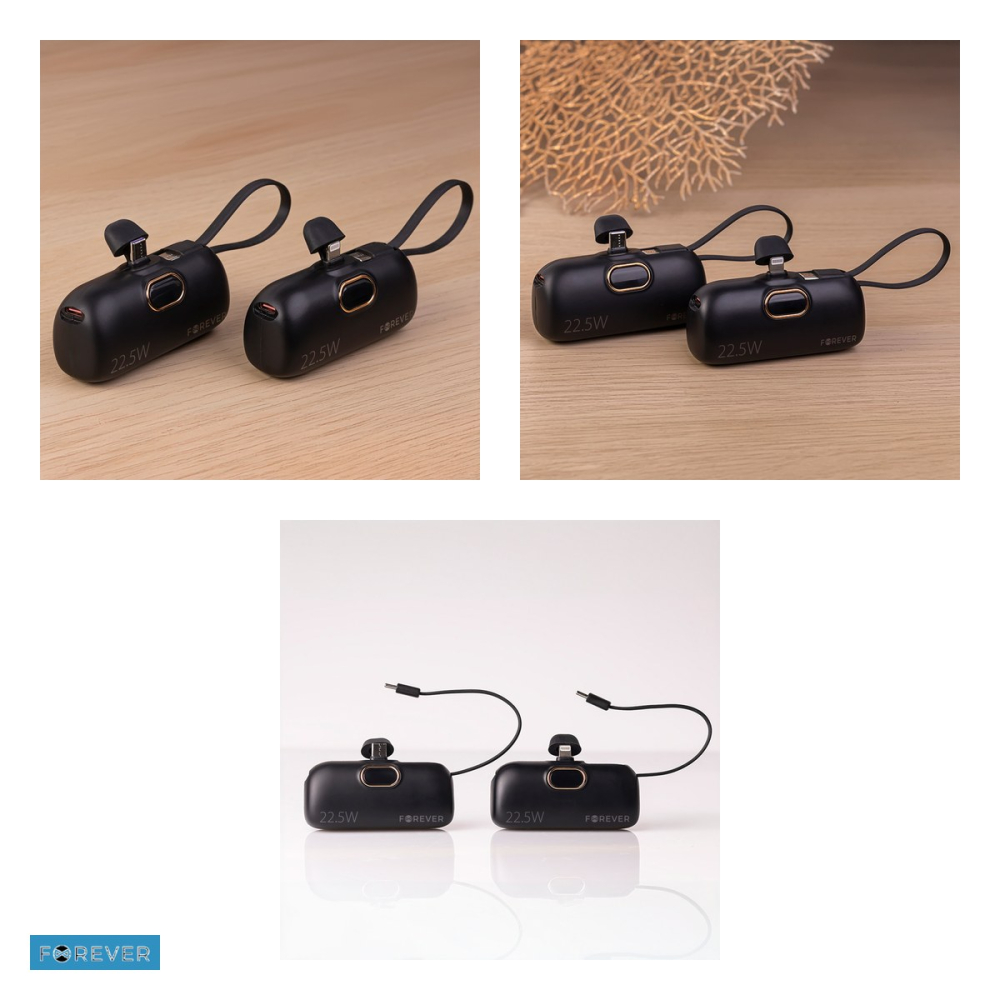 Baterie externa mini (power bank) Forever MTB-100, 5000 mAh, USB-C, 22.5W, negru [7]