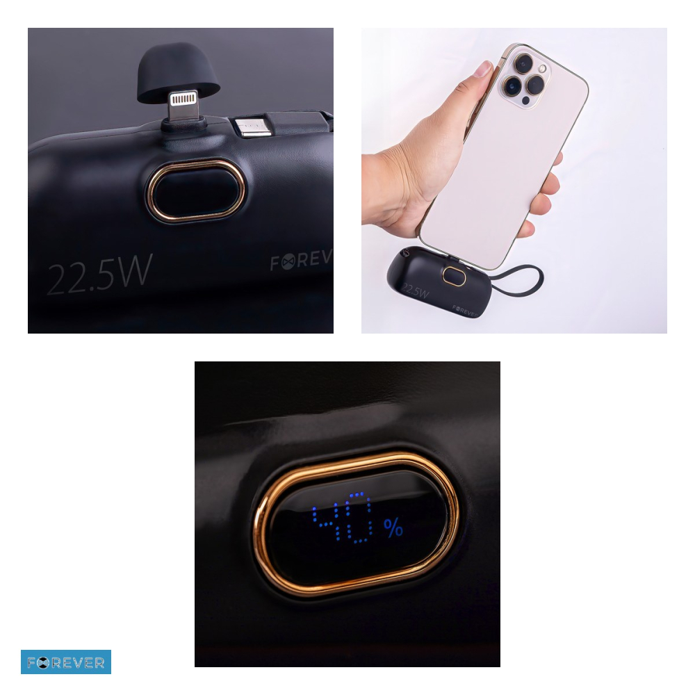 Baterie externa mini (power bank) Forever MTB-100, 5000 mAh, USB-C, 22.5W, negru [5]