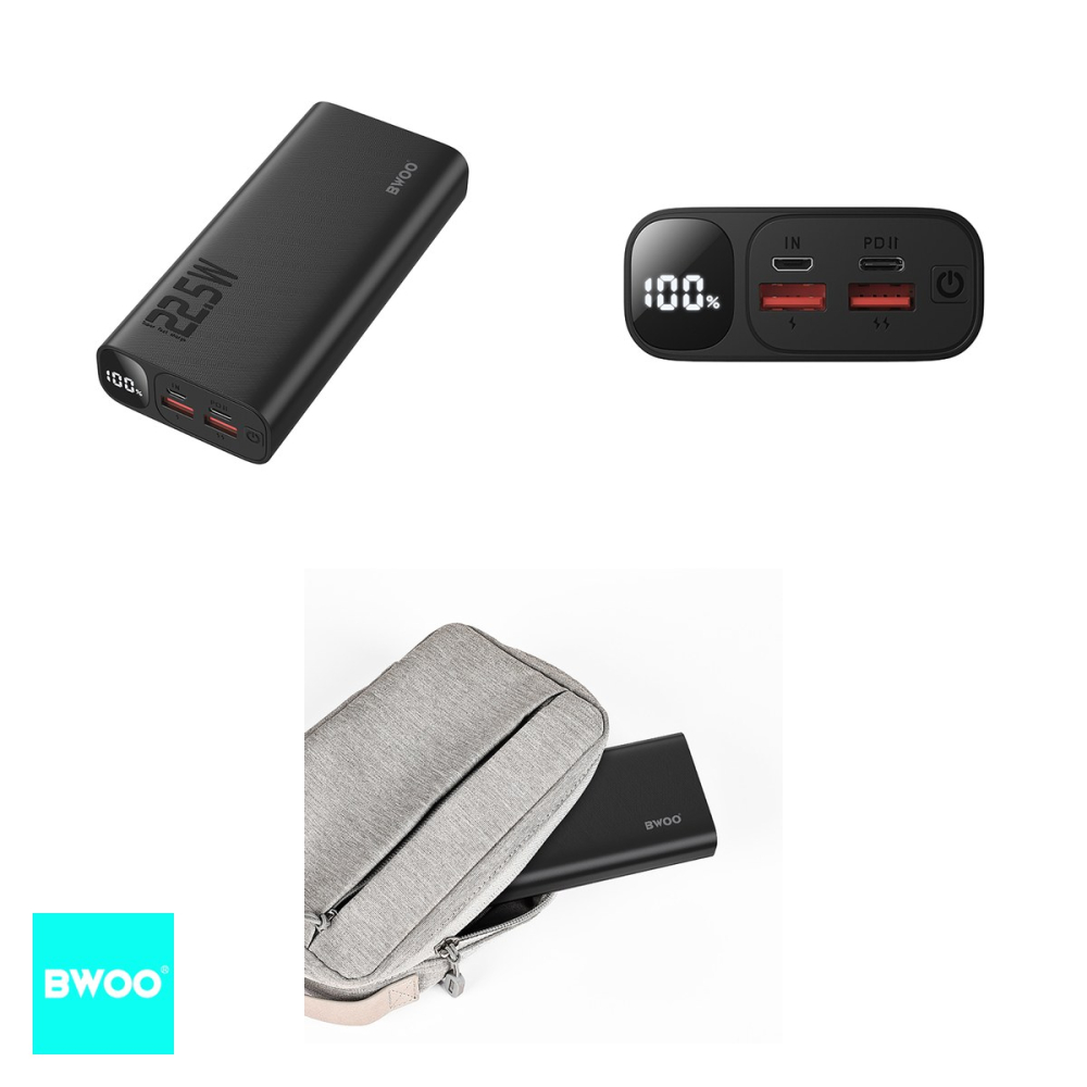 Baterie externa (power bank) BWOO, 20000 mAh, 2x USB-A + USB-C, 22.5W, cu afisaj, negru [4]