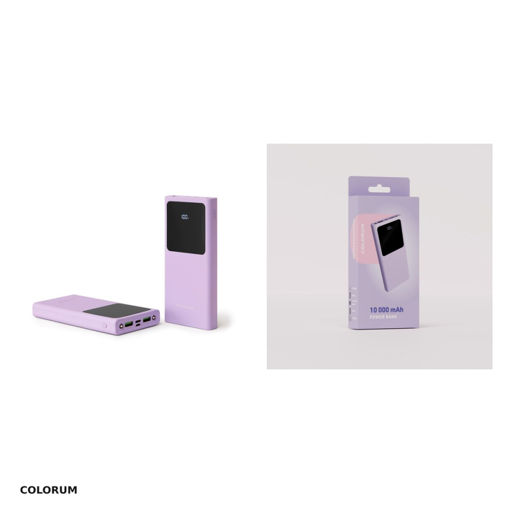 Baterie externa (power bank) Colorum CPB10-09, 10000 mAh, USB-A + USB-C + microUSB, 22.5W, cu cablu inclus, mov [4]