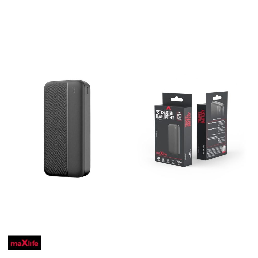 Baterie externa (power bank) Maxlife MXPB-02, 20000 mAh, USB-A + USB-C, 20W, cu cablu inclus, negru [4]