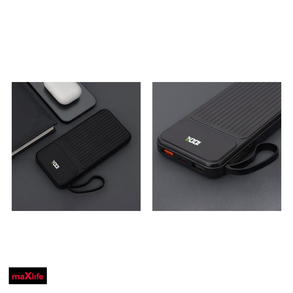 Baterie externa (power bank) Maxlife MXPB-06, 10000 mAh, USB-A + USB-C, 22.5W, cu cablu inclus, negru [6]