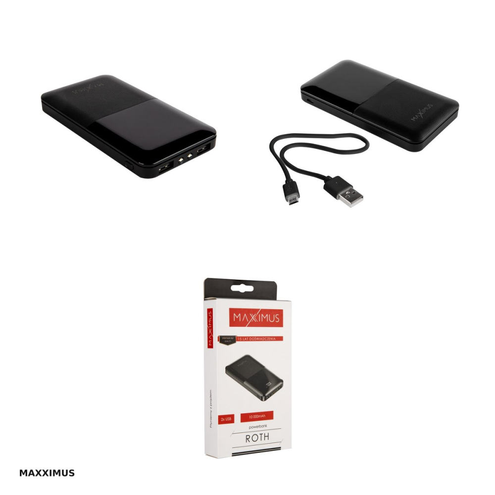 Baterie externa (power bank) Maxximus MX ROTH, 10000 mAh, 2x USB-A + microUSB, 10W, cu afisaj, negru [4]