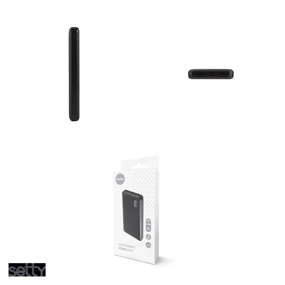 Baterie externa (power bank) Setty SPB-10, 10000 mAh, USB-A + USB-C + microUSB, cu cablu inclus, negru [5]