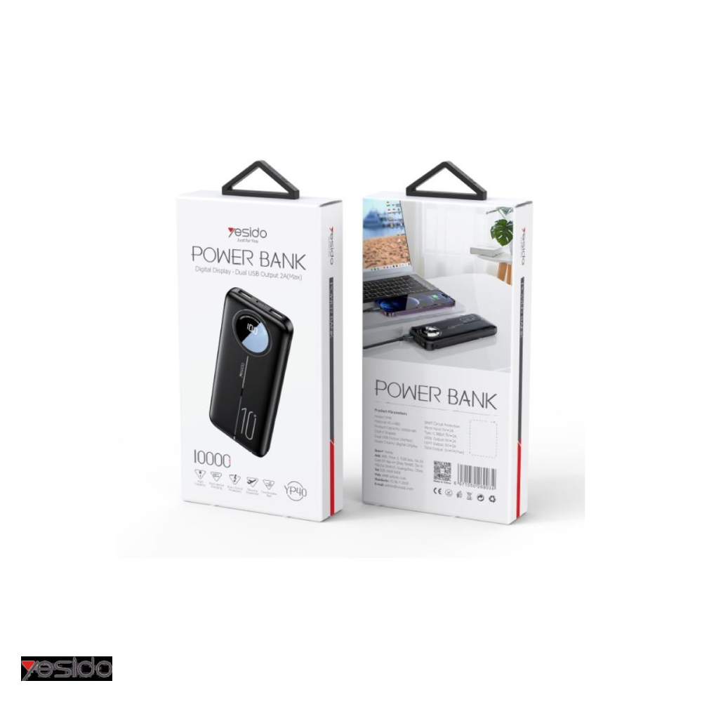 Baterie externa (power bank) Yesido YP40, 10000 mAh, 2x USB-A + USB-C, negru [4]