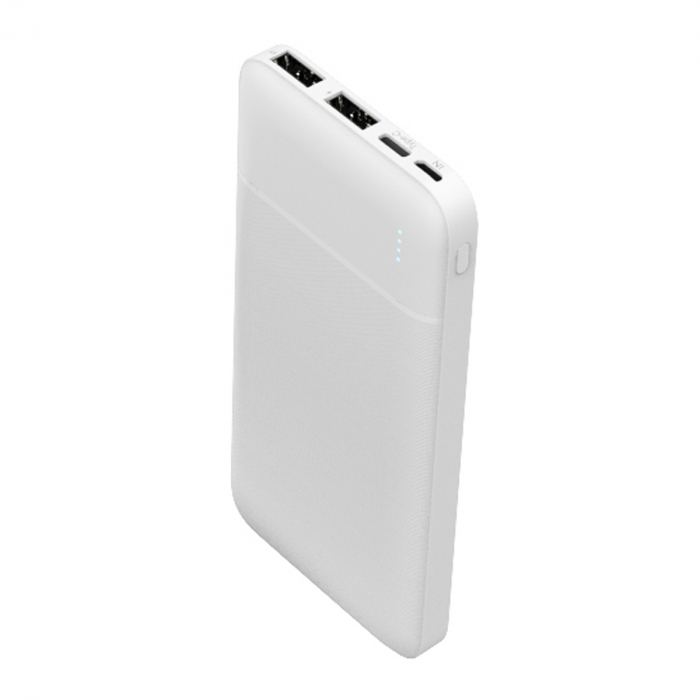 Baterie externa, powerbank Platinet 45721, 10000 mAH li-polimer, 2 x USB, 1 x Type C, 1 x microUSB, LED, alb [2]