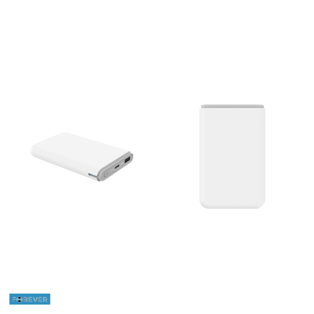 Baterie externa reciclata (power bank) Forever RPB-05-18, 5000 mAh, USB-A + USB-C, cu cablu inclus, alb [4]