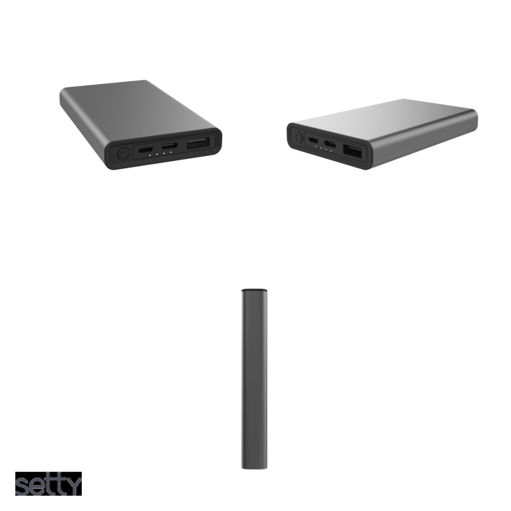 Baterie externa reciclata (power bank) Setty QRPB5-12, 5000 mAh, USB-A + USB-C, 12W, cu cablu inclus, gri [5]