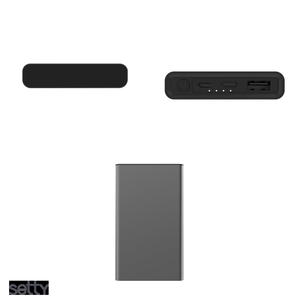 Baterie externa reciclata (power bank) Setty QRPB5-12, 5000 mAh, USB-A + USB-C, 12W, cu cablu inclus, gri [4]