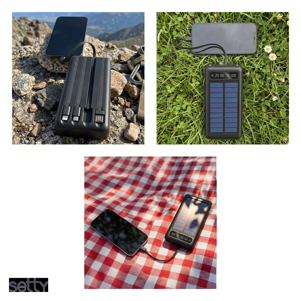 Baterie externa solara (power bank) Setty SLR-120, 20000 mAh, USB-A + USB-C + microUSB, cu cablu inclus, negru [5]