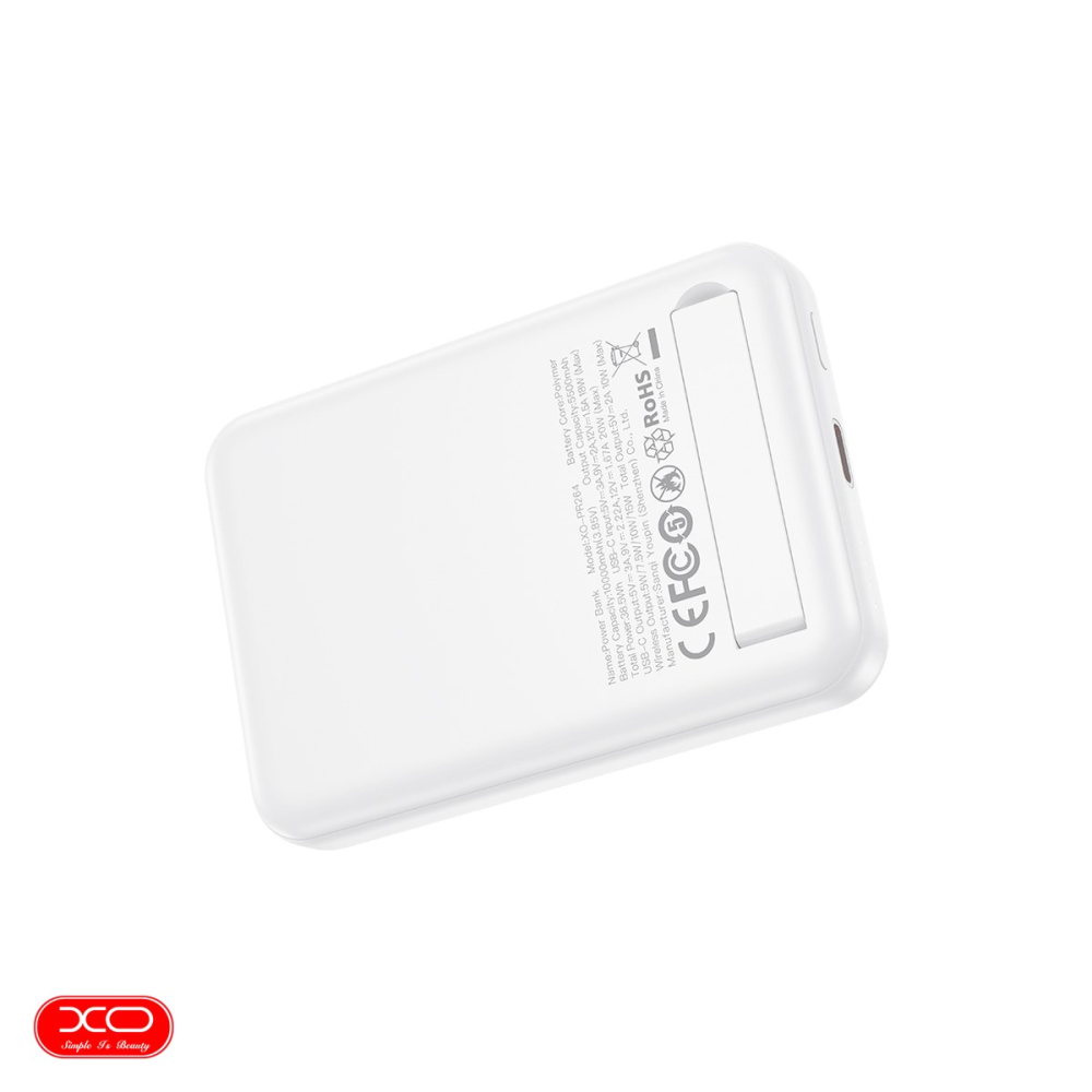 Baterie externa wireless magnetica (power bank) XO PR264, 10000 mAh, USB-C, 20W, alb [4]