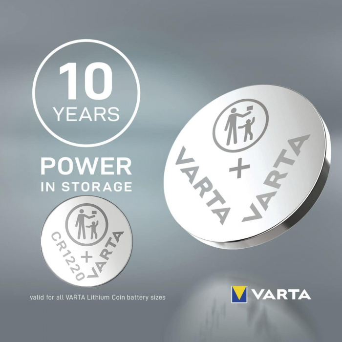 Baterie Litiu 3V CR1220, tip moneda, Varta 27689, in blister [3]