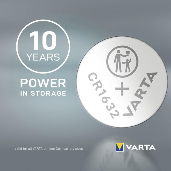 Baterie Litiu 3V CR1632, tip moneda, Varta 57623, in blister [3]