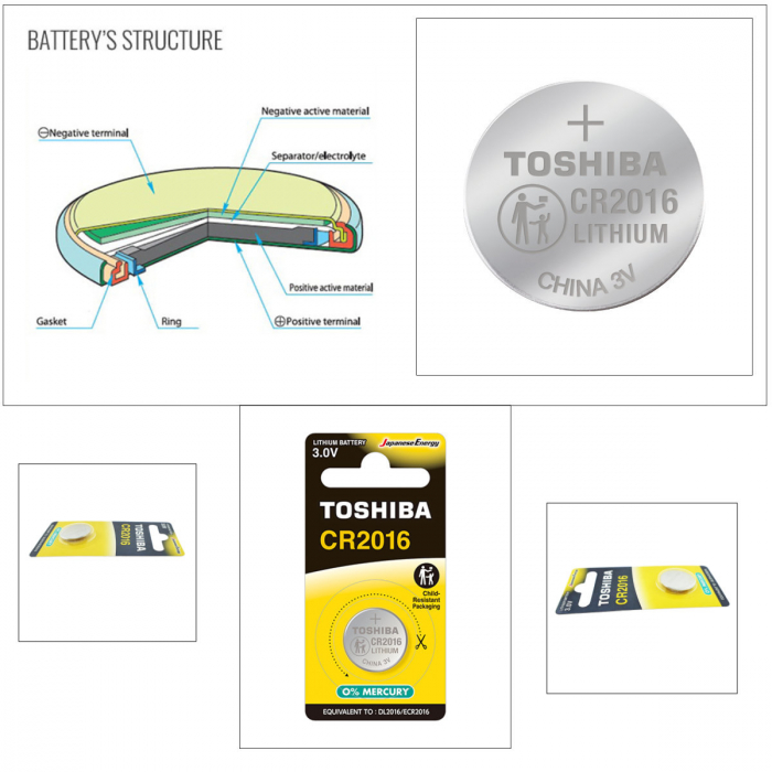 Baterie litiu 3V CR2016, tip moneda, Toshiba, in blister [3]