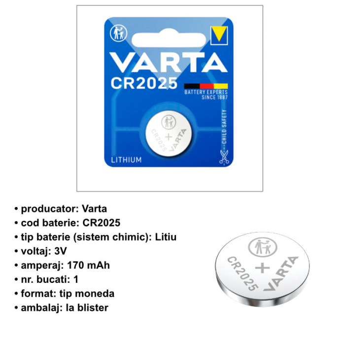 Baterie lithium Varta CR2025 [3]