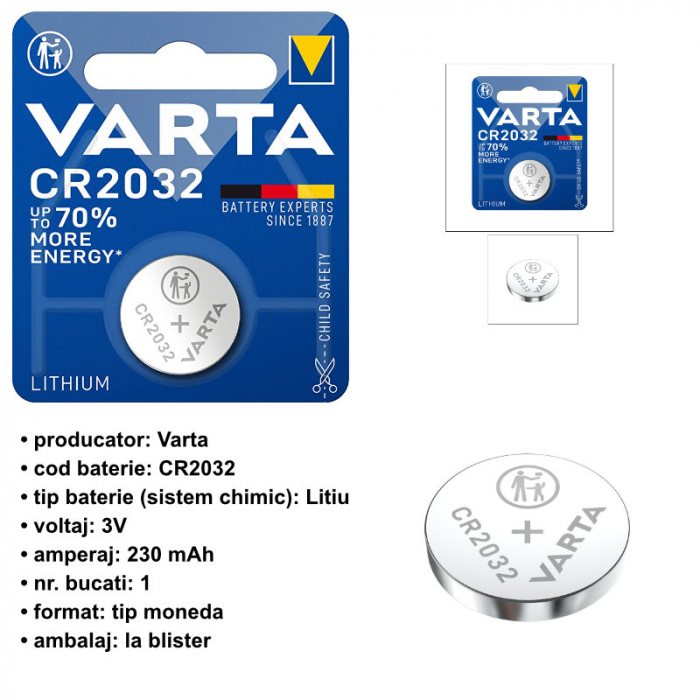 Baterie Varta tip buton CR 2032, 230 mAh [4]