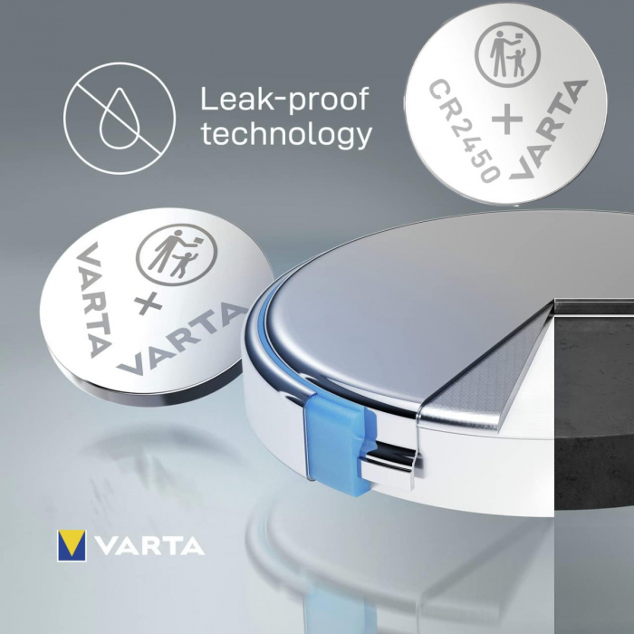 Baterie Litiu 3V CR2450, tip moneda, Varta 27097, in blister [4]
