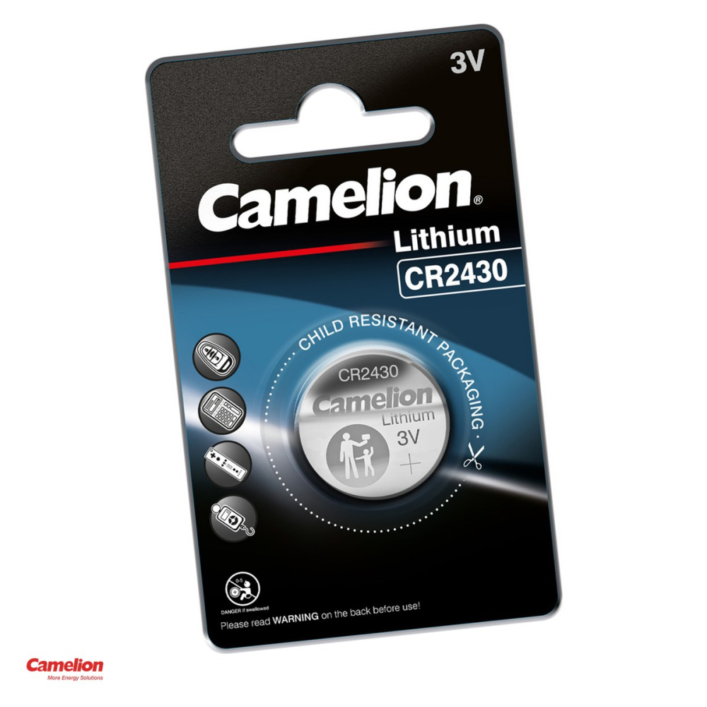 Baterie litiu Camelion CR2430, litiu - dioxid de mangan, 3 V, 270 mAh, 24.5 x 3.0 mm, in blister [1]