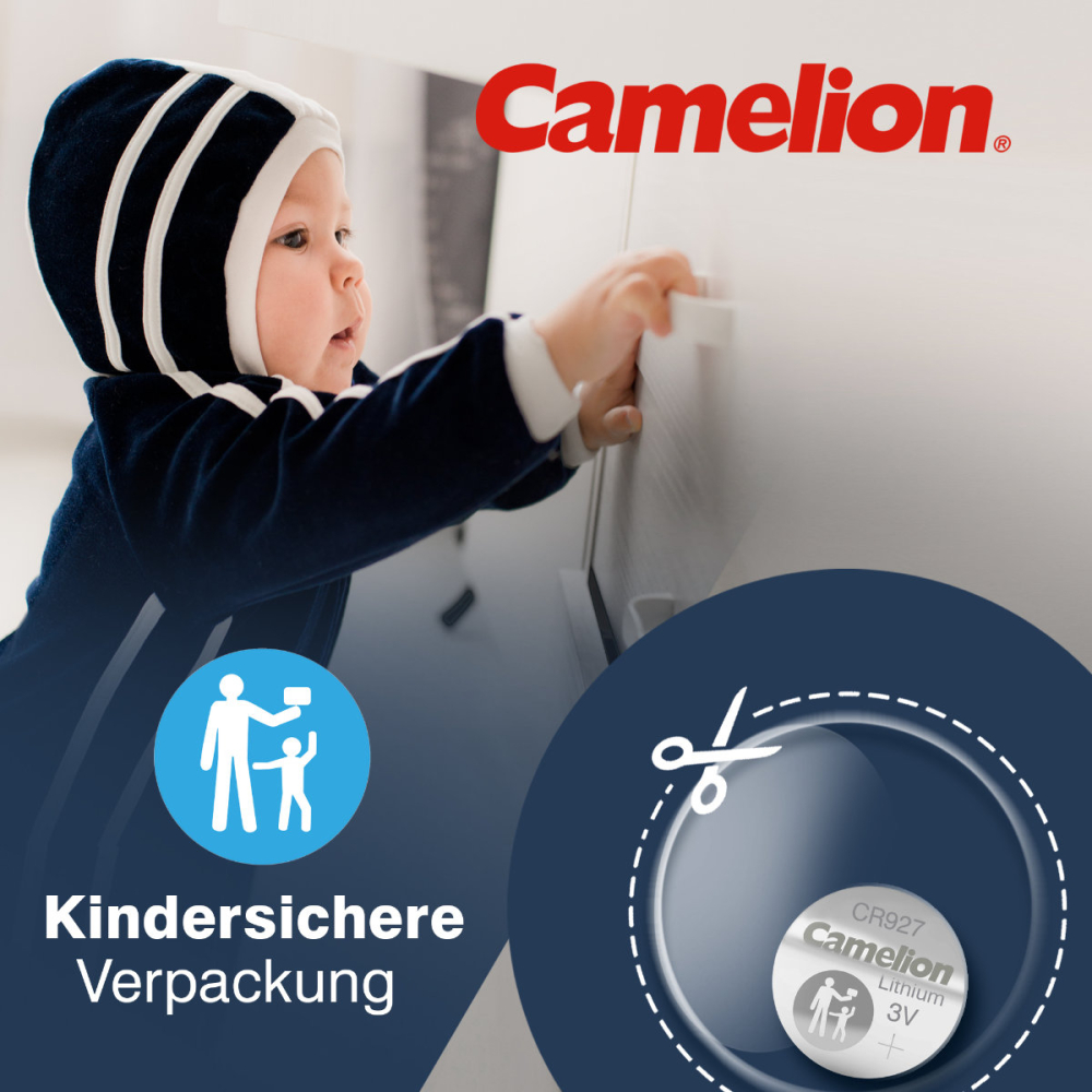 Baterie Litiu CR927 / BR927 3V 30mAh, Dimensiuni 9.5x2.7 mm, Ultra-Compacta, Pentru Aparate Auditive, Ceasuri, Dispozitive Medicale Mici, Blister 1 Bucata, Camelion [6]