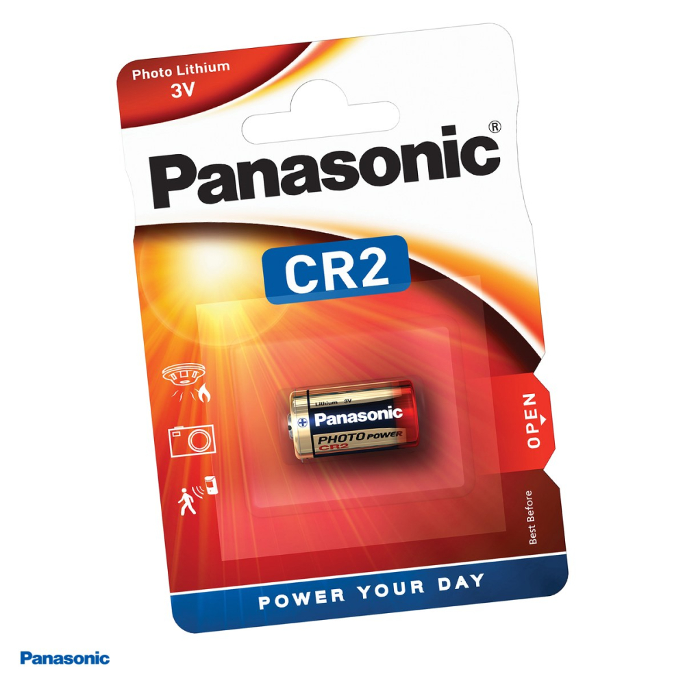 Baterie litiu Panasonic CR2, 3 V, 850 mAh, Li-MnO2, echivalent DLCR2, CR15H270, 15.6 x 27 mm, baterie foto, in blister [1]
