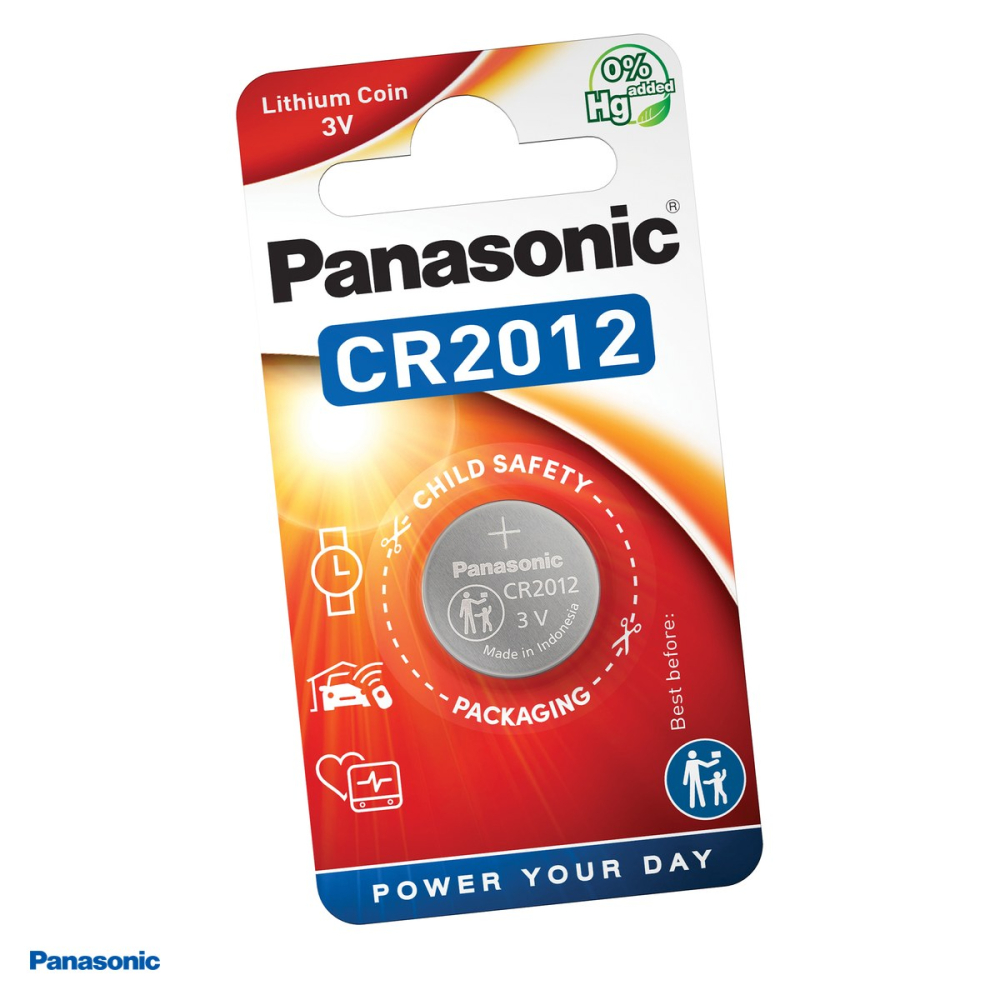 Baterie litiu Panasonic CR2012, litiu - dioxid de mangan, 3 V, 55 mAh, 20 x 1.2 mm, in blister [1]