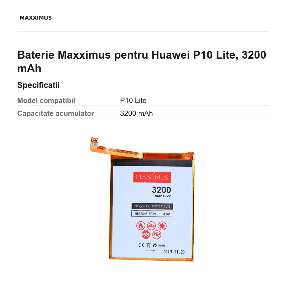Baterie Maxximus pentru Huawei P10 Lite, 3200 mAh [3]