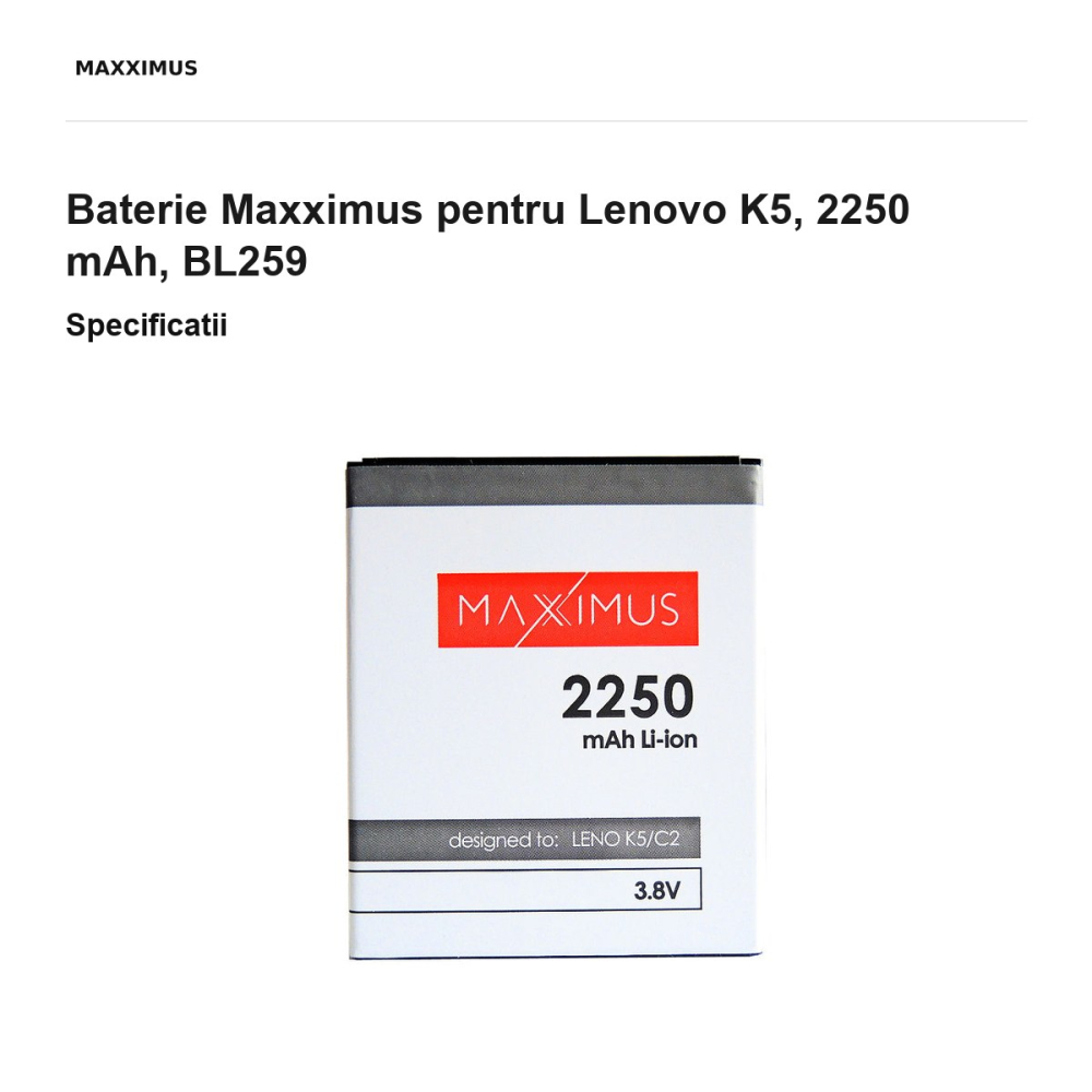 Baterie Maxximus pentru Lenovo K5, 2250 mAh, BL259 [3]