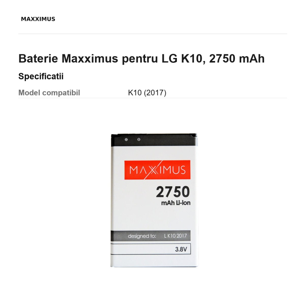 Baterie Maxximus pentru LG K10, 2750 mAh [3]