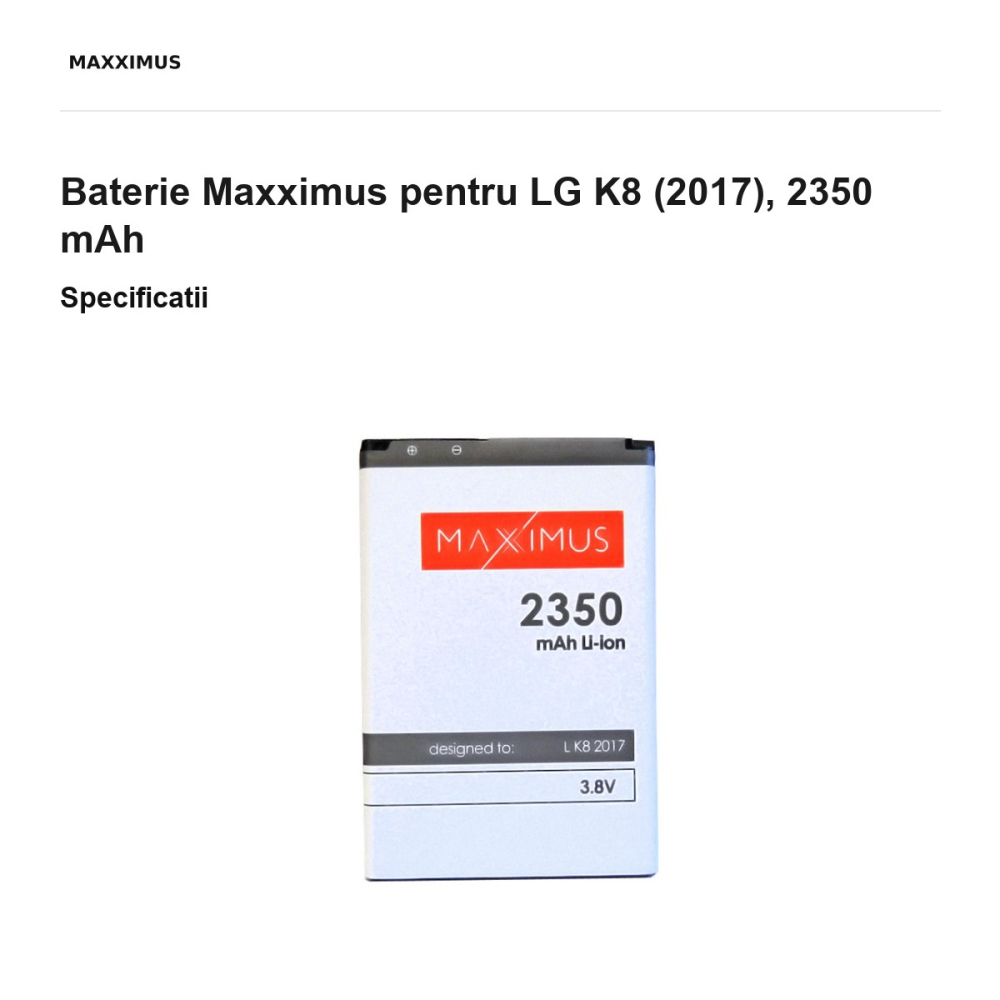 Baterie Maxximus pentru LG K8 (2017), 2350 mAh [3]
