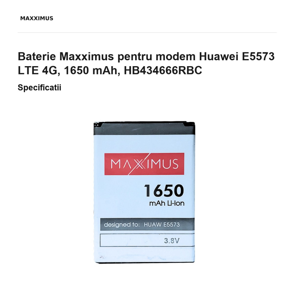 Baterie Maxximus pentru modem Huawei E5573 LTE 4G, 1650 mAh, HB434666RBC [3]