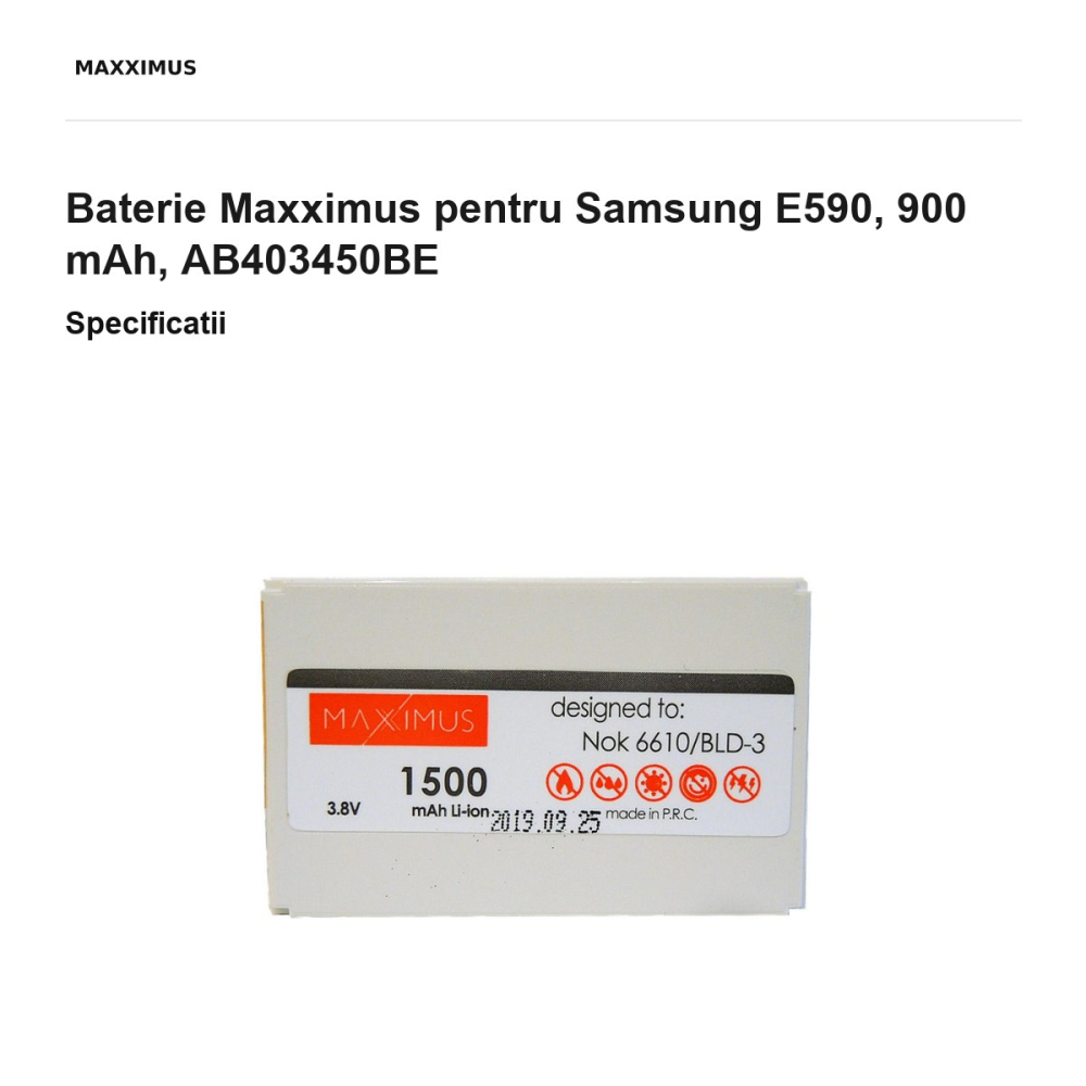 Baterie Maxximus pentru Samsung E590, 900 mAh, AB403450BE [3]