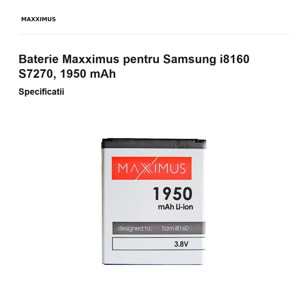 Baterie Maxximus pentru Samsung i8160 S7270, 1950 mAh [3]