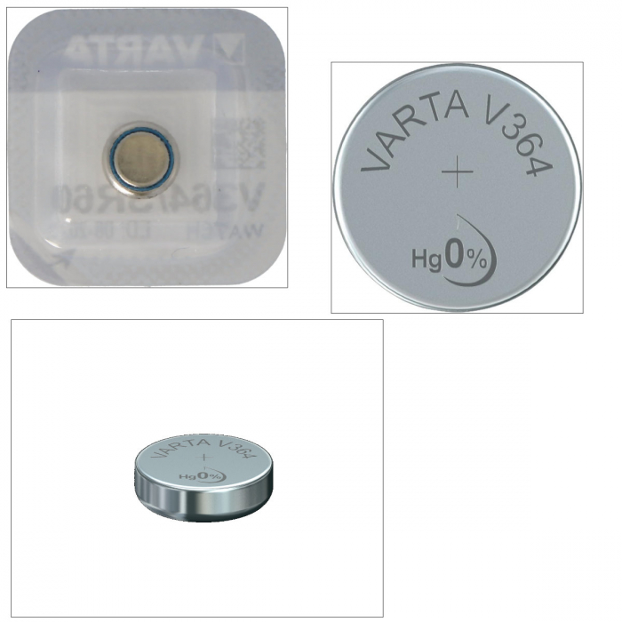 Baterie Varta V364 SR60 AG1 pentru ceasuri, tip buton, 1.55V, 22 mAh, Sistem Oxid de Argint [3]