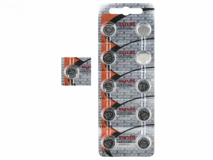 Baterii alcaline Maxell, tip buton, LR1130, AG10, 10 bucati/blister [4]