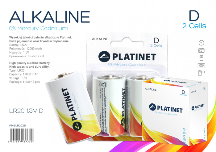 Baterii Platinet Alkaline PRO LR20 BLISTER*2 [43733] (pret/set) - PMBLR202B [4]