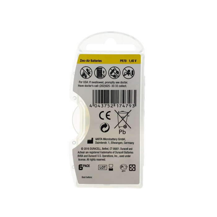Duracell ActivAir 10MF Hg 0% 1.45V 100mAh Baterii pentru aparate auditive Set 1x Blister [3]