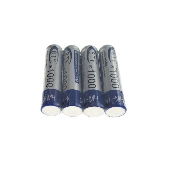Baterii reancarcabile BTY AAA R03, 1.2V, 1000mAh Ni-MH, set 4 bucati [4]