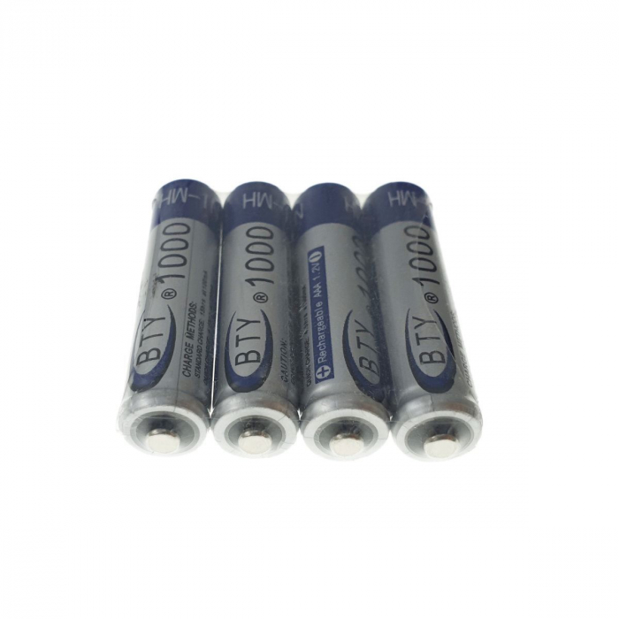 Baterii reancarcabile BTY AAA R03, 1.2V, 1000mAh Ni-MH, set 4 bucati [2]