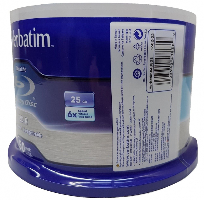 BD-R Single Layer Verbatim Datalife 25GB 6X spindle 50 buc. [4]