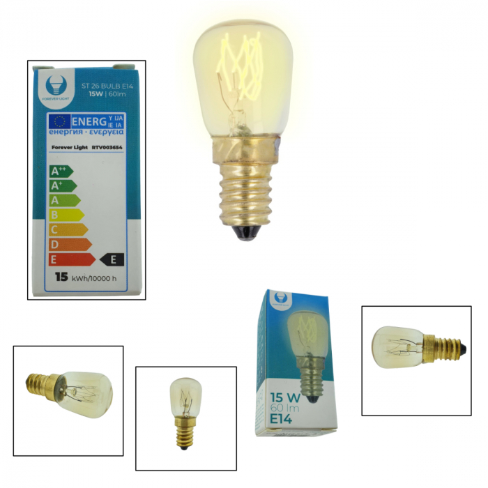 Bec cu filament, ST26, E14 15W, 230V, 2700K, 60lm, Forever Light 88109, lumina calda [3]
