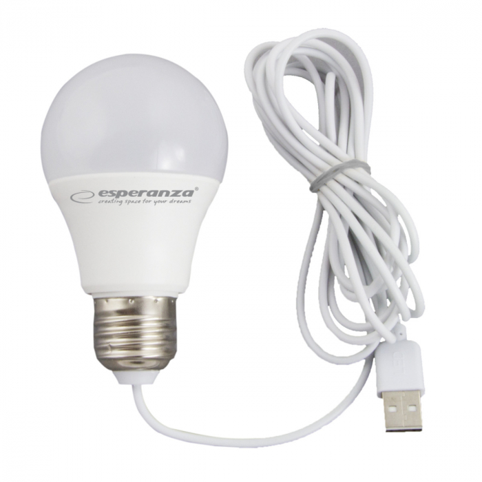 Bec cu LED lumina calda, alimentare la USB, 5W, lungime cablu 2.5m [2]