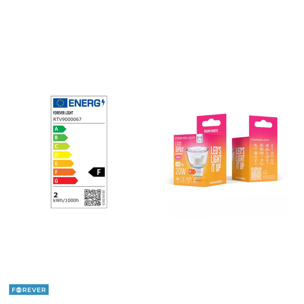 Bec LED Forever Light G4 MR11, 2.2 W, 195 lm, lumina calda 3000K, clasa F [4]