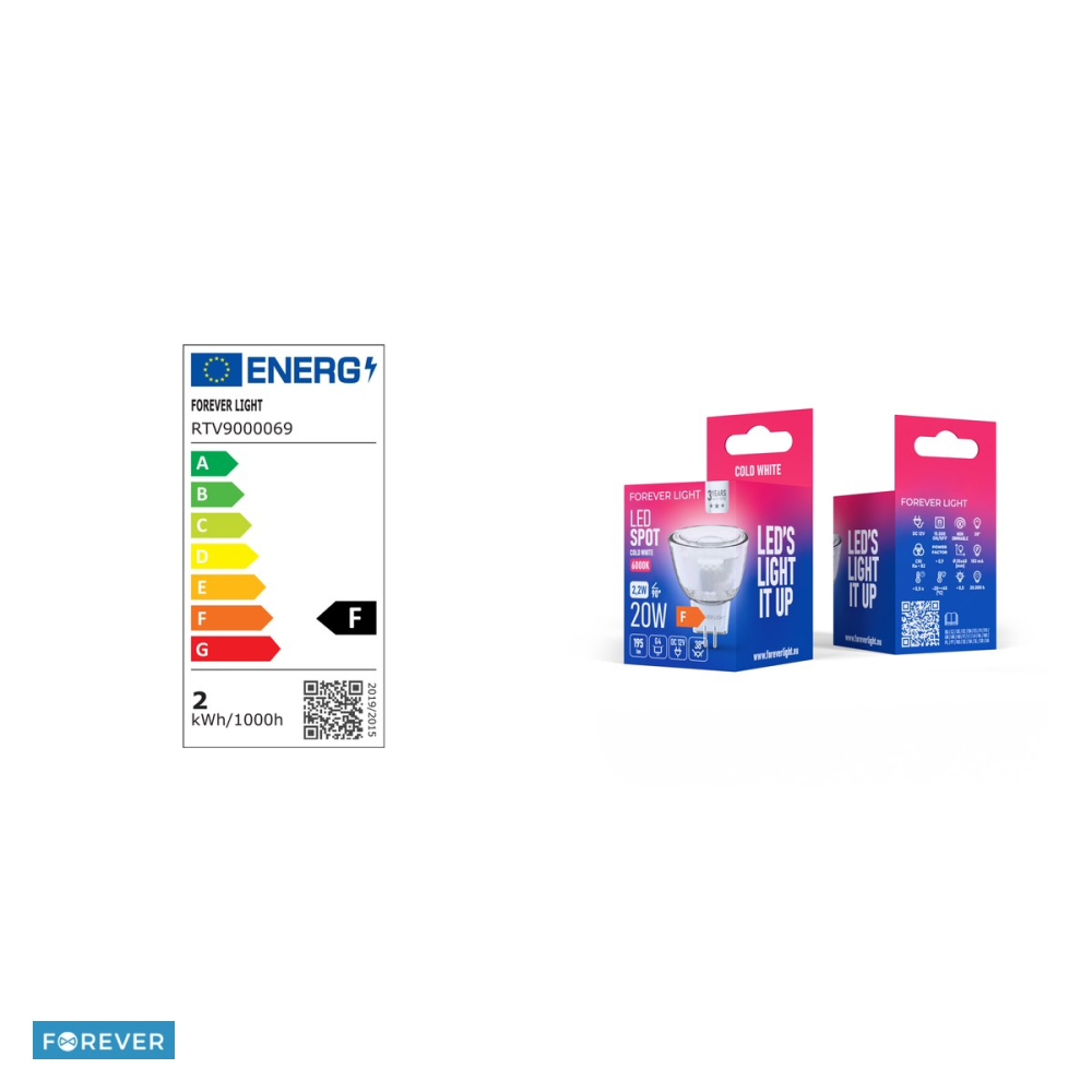 Bec LED Forever Light G4 MR11, 2.2 W, 195 lm, lumina rece 6000K, clasa F [4]