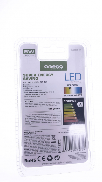 Bec Led Bulb Omega 2700K E27 5W [41572] - OMLE27B-5W [2]
