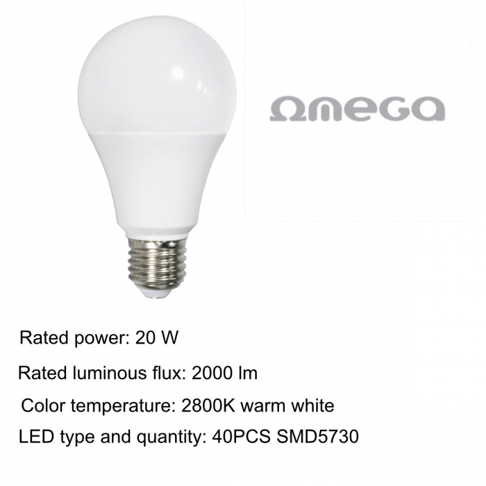Bec Led  Omega 43363 bulb eco,2800K E27 20W,2000lm,lumina calda [2]
