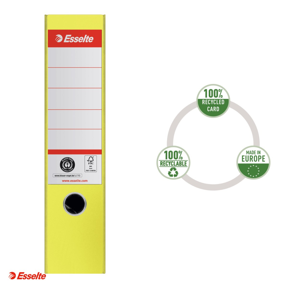 Biblioraft Esselte No.1 Power Recycled, carton, A4, 75 mm, capacitate 500 coli (80 g/mp), galben [4]