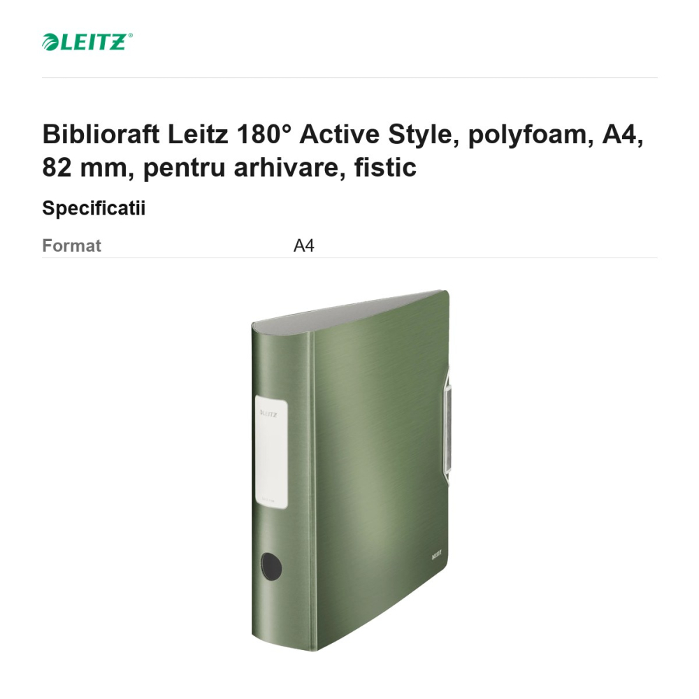 Biblioraft Leitz 180° Active Style, polyfoam, A4, 82 mm, pentru arhivare, fistic [3]