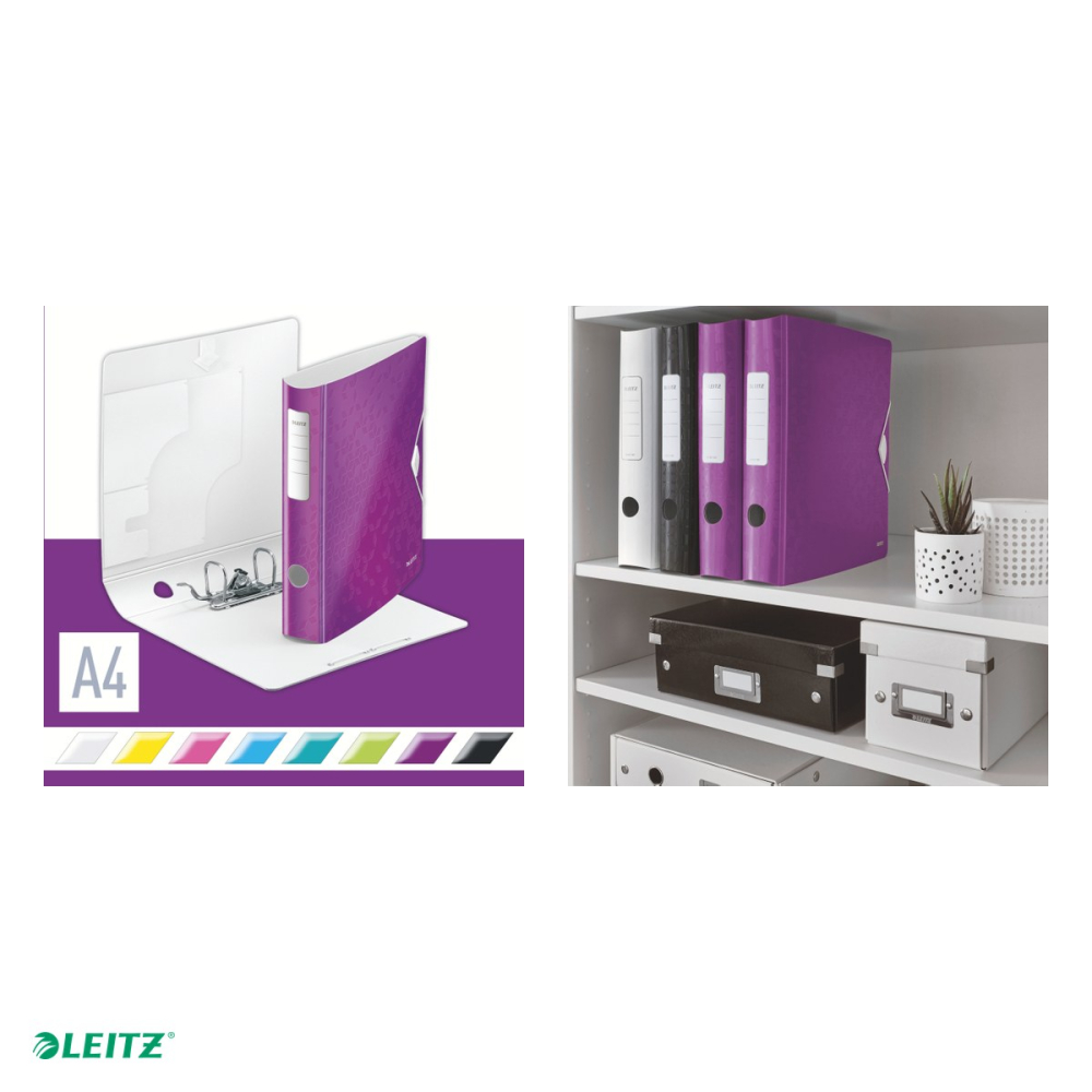 Biblioraft Leitz 180° Active WOW, polyfoam, A4, 65 mm, capacitate 350 coli (80 g/mp), pentru arhivare, mov [5]